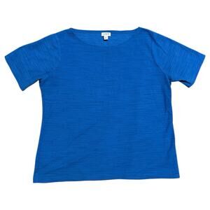 J. Crew Crinkle Open Neck Tee Underwater  Blue Short Sleeve Women's Size M